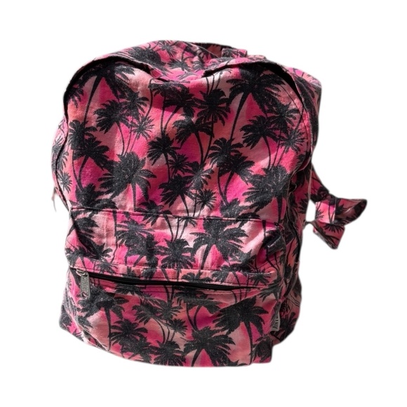Rare PINK Victoria's Secret Backpack - Pink With Palm Tree Print - Picture 1 of 8